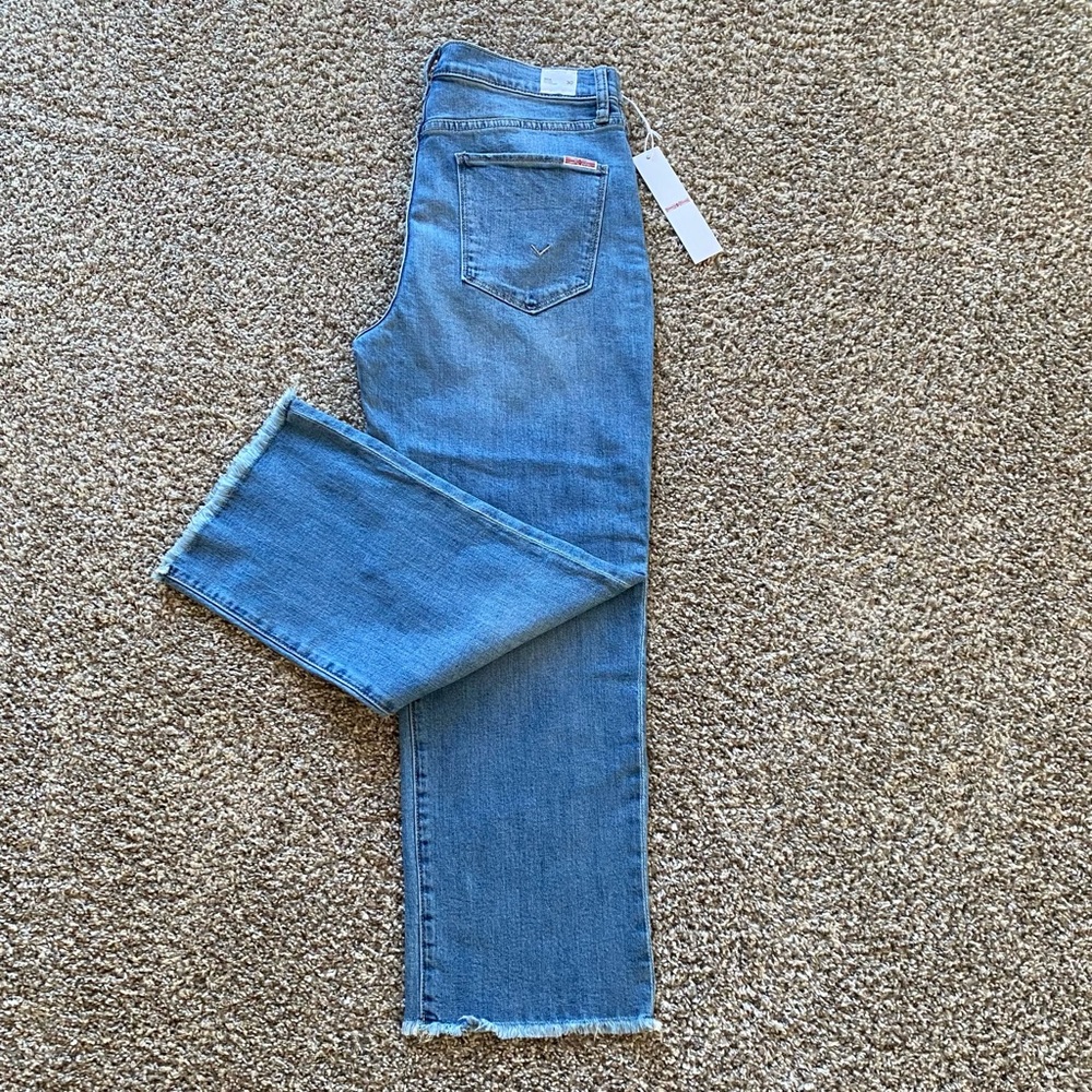 Hudson NOA Aim Cropped Straight Leg Raw Hem Jeans SZ 30